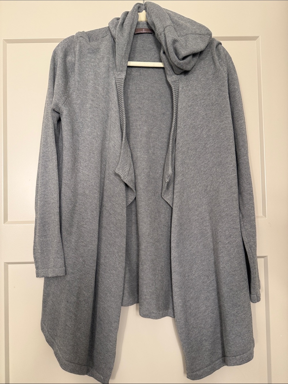 Light Gray Open-Front Hooded Women's Cardigan